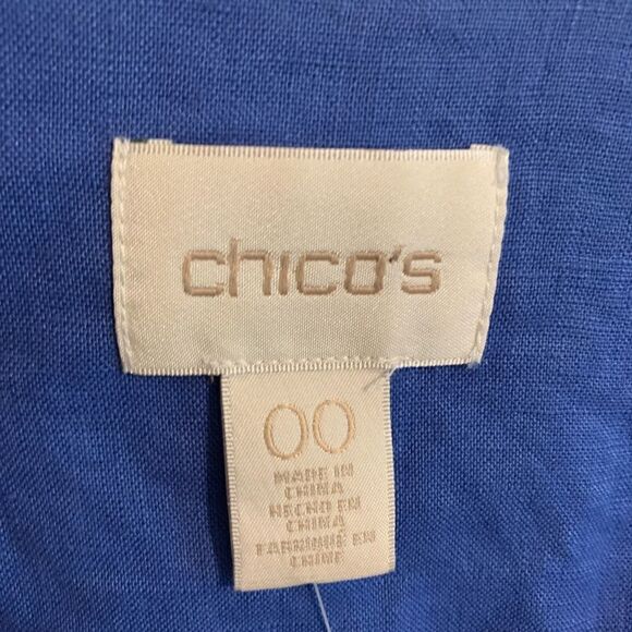 NWT Chicos Blue Linen Zippered Jacket size 00 - Picture 3 of 11